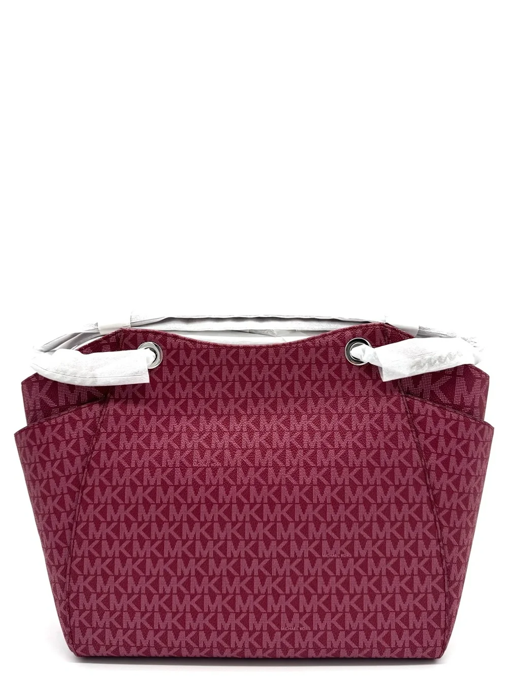 Michael Kors Jet Set Large Signature Logo Shoulder Bag - Maroon